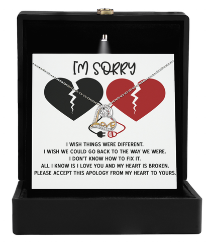 Apology Gift for Girlfriend, Wife, Soulmate - Sorry, Heart Is Broken - Love Dancing Heart Pendant Necklace