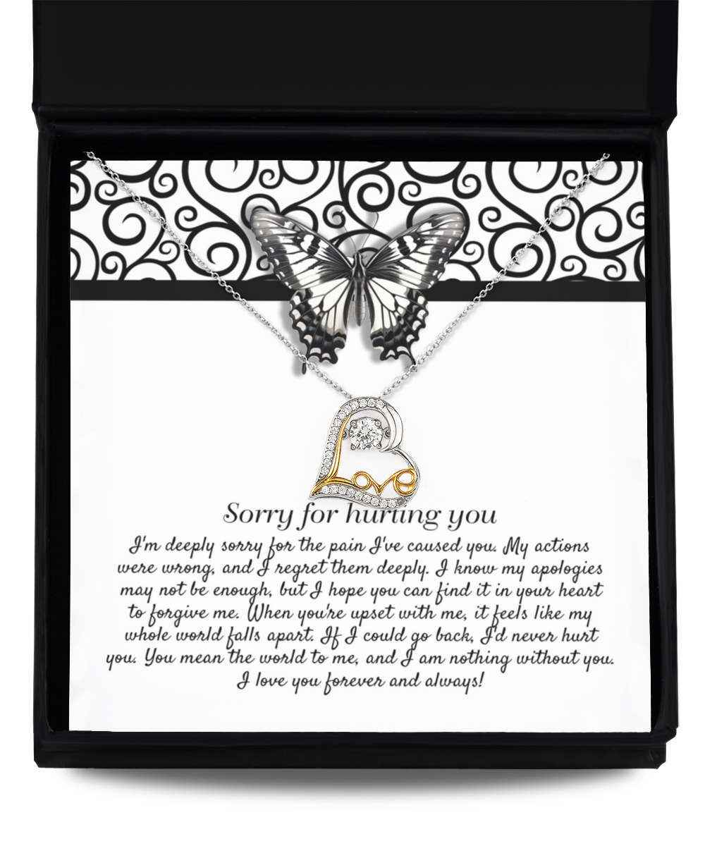 Apology Gift - Sorry for Hurting You - I am Nothing Without You - Love Dancing Heart Pendant Necklace