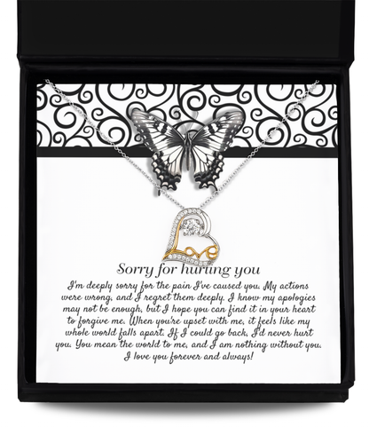 Apology Gift - Sorry for Hurting You - I am Nothing Without You - Love Dancing Heart Pendant Necklace