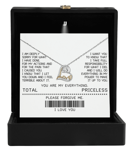 Apology Gift for Girlfriend, Wife, Soulmate - Sorry, Make It Up - Love Heart Pendant Necklace