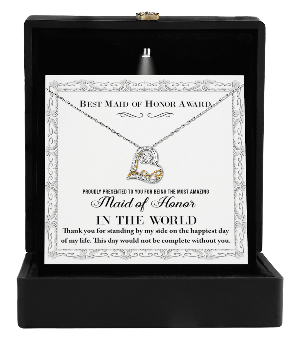 Maid of Honor Wedding Day Gift -Thank You Happiest Day Of My Life - Love Dancing Love Pendant Necklace