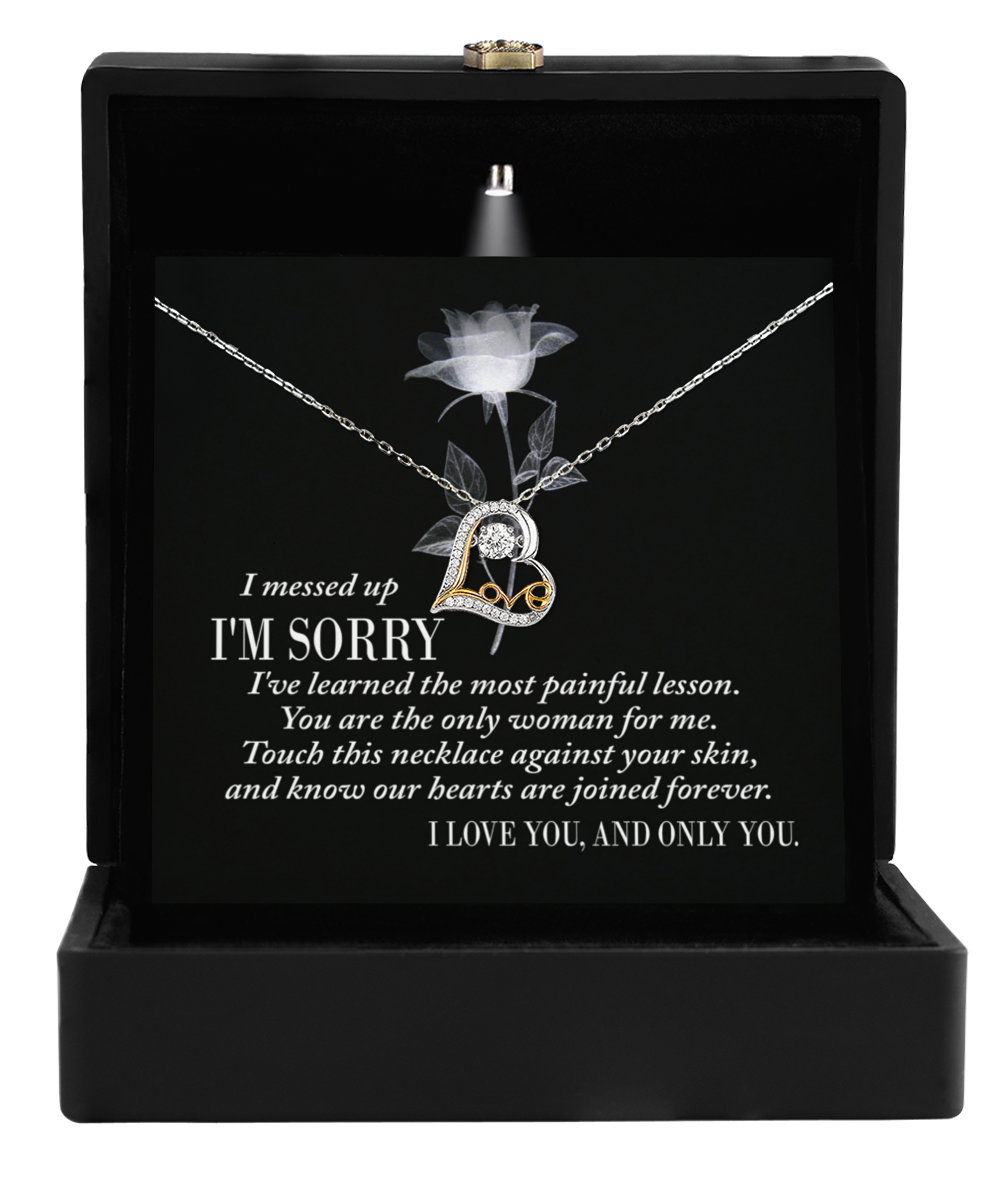 Apology Gift for Girlfriend, Wife, Soulmate - Sorry, Painful Lesson - Love Dancing Heart Pendant Necklace