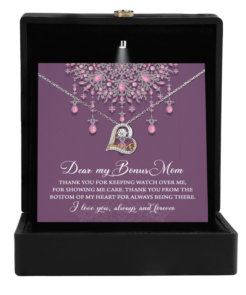 Dear Bonus Mom Thank You for Always Being There Heart Pendant Necklace