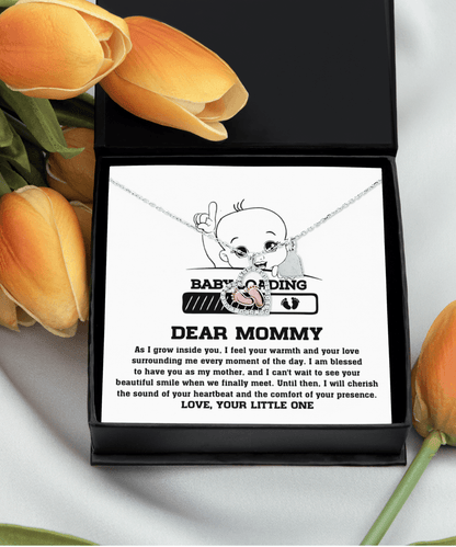 Dear Mommy Your Little One Can't Wait to See your Smile Baby Feet Pendant Necklace