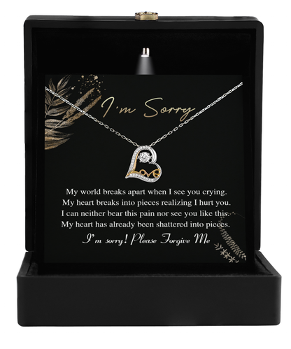 Apology Gift for Girlfriend, Wife, Soulmate - Sorry, See You Crying - Love Dancing Heart Pendant Necklace