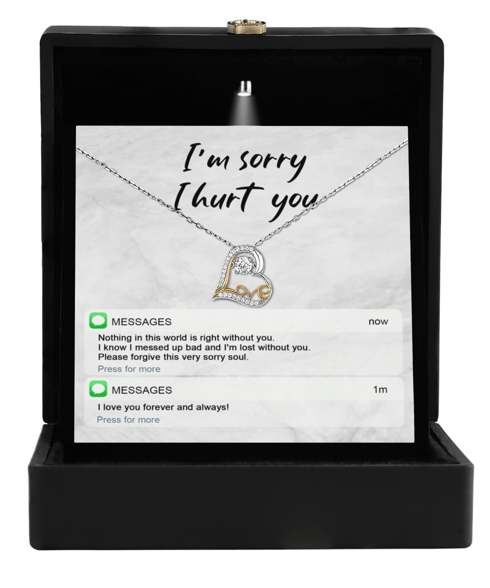 Apology Gift for Girlfriend, Wife, Soulmate - Sorry, Lost Without You - Love Heart Pendant Necklace