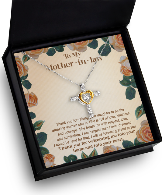 Gift for Mother-in-Law Thank You for Raising an Amazing Woman Cross Pendant Necklace