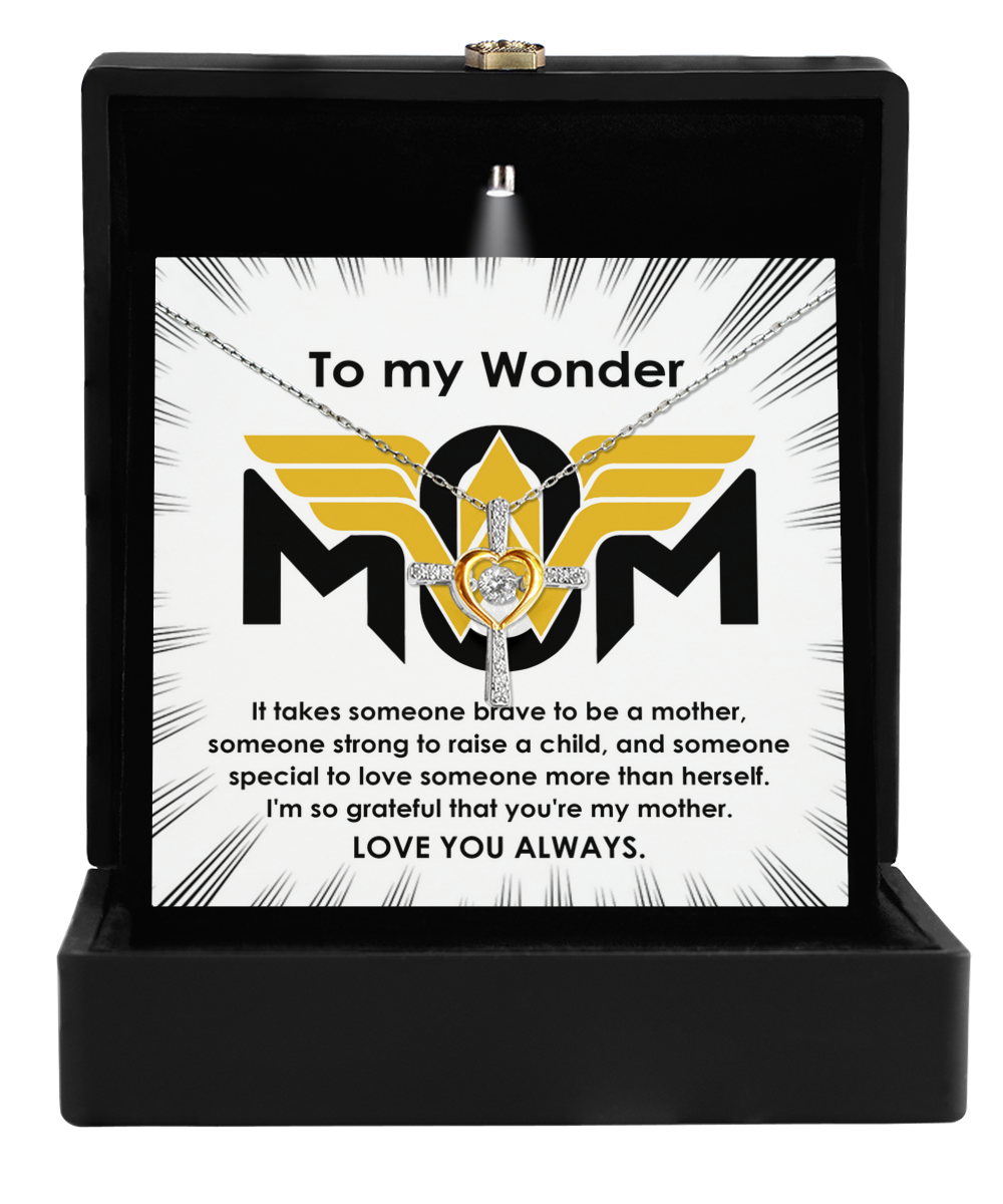 To My Wonder Mom It Take Someone Brave to Be a Mother Cross Pendant Necklace