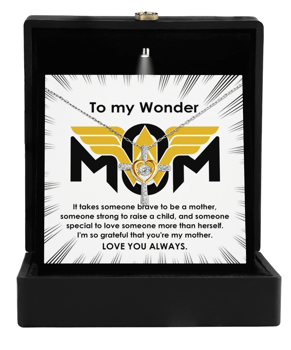 To My Wonder Mom It Take Someone Brave to Be a Mother Cross Pendant Necklace