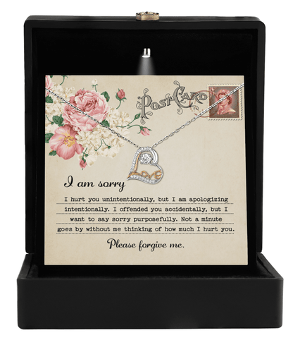 Forgive Me Gift - Sorry I Hurt You, I am Apologizing Intentionally - Love Dancing Heart Pendant Necklace