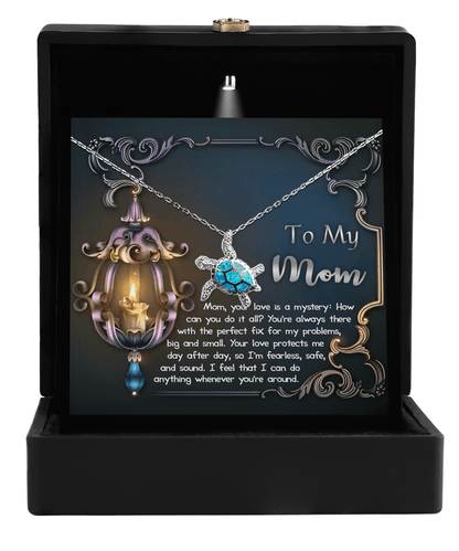 To My Mom Your Love Is a Mystery Opal Sea Turtle Pendant Necklace