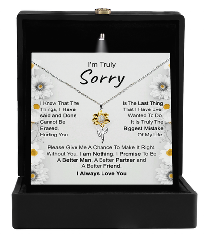 Apology Gift for Girlfriend, Wife, Soulmate - I’m Truly Sorry - Sunflower Jewelry