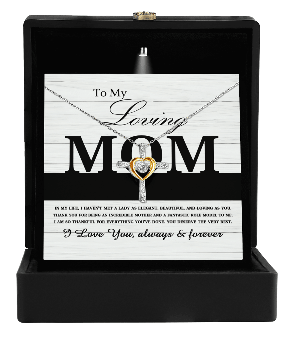 To My Loving Mom You are an Incredible Mother and a Fantastic Role Model Cross Pendant Necklace