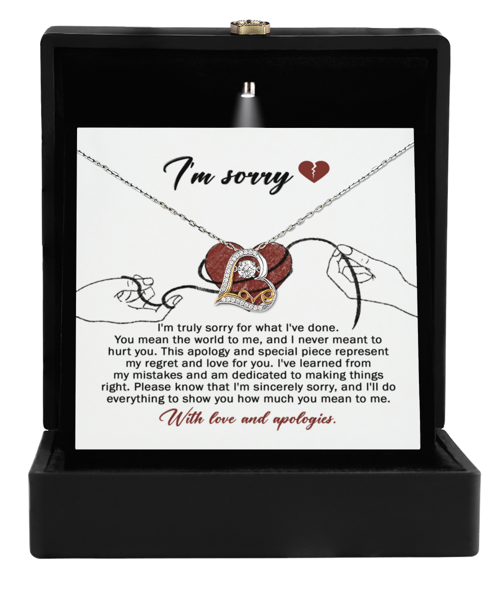 Apology Gift for Girlfriend, Wife, Soulmate - Sorry, Mean The World - Love Dancing Heart Pendant Necklace