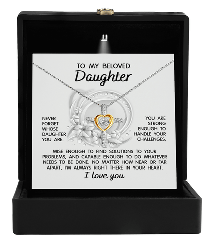 Daughter - I'm Always in Your Heart -Cross Pendant Necklace Wedding Birthday Graduation Gift