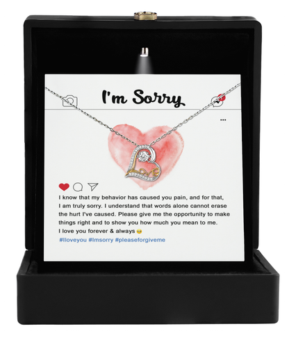 Apology Gift for Girlfriend, Wife, Soulmate - Sorry, Cannot Erase - Love Dancing Heart Pendant Necklace