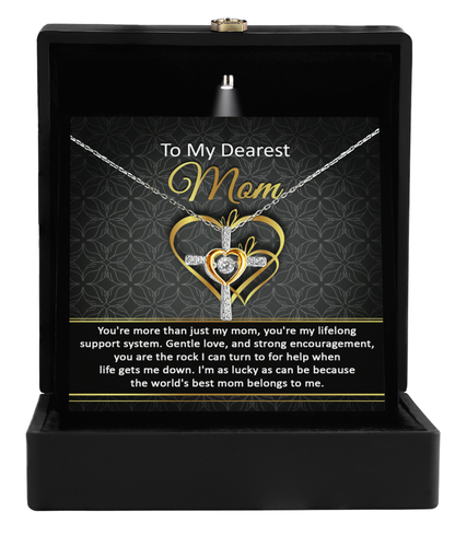 To My Dearest Mom You Are My Rock Cross Pendant Necklace