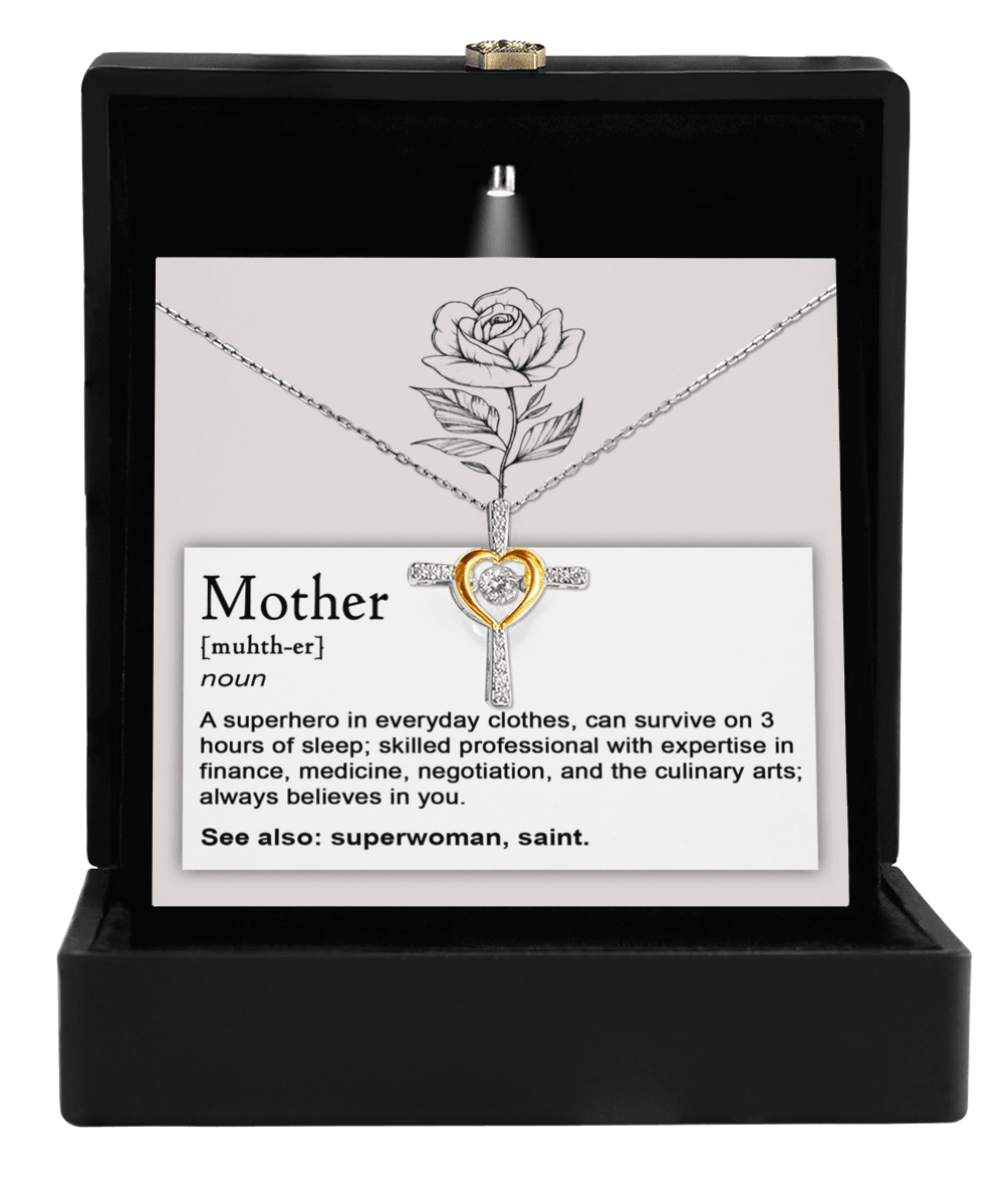 Mother, Definition - Superhero, Saint Cross Pendant Necklace