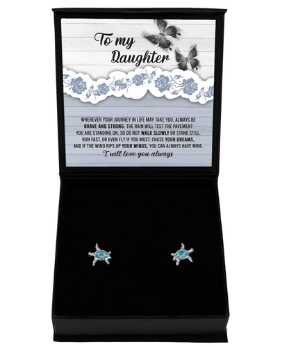 Daughter Wedding Day, Graduation, Birthday Gift - Chase Your Dreams Always Have My Wings - Opal Sea Turtle Pendant Necklace