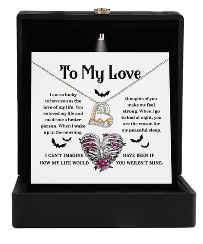 Soulmate, Wife, Girlfriend - Love of My Life Halloween Inspired Love Dancing Heart Necklace