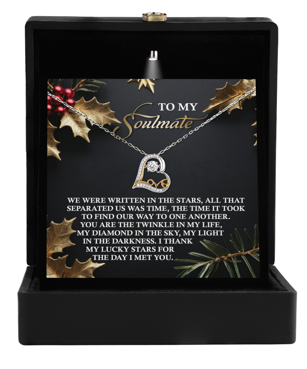 To My Soulmate - We Were Written In The Stars Romantic Christmas Anniversary Heart Pendant Necklace for Wife Girlfriend Jewelry