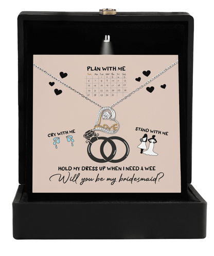 Bridesmaid Proposal Wedding Invite Will You Be My Main Witch Love Dancing Heart Pendant Necklace