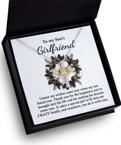 Gift for Son's Girlfriend - My Wishes Came True When He Found You - Dancing Cross Pendant Necklace