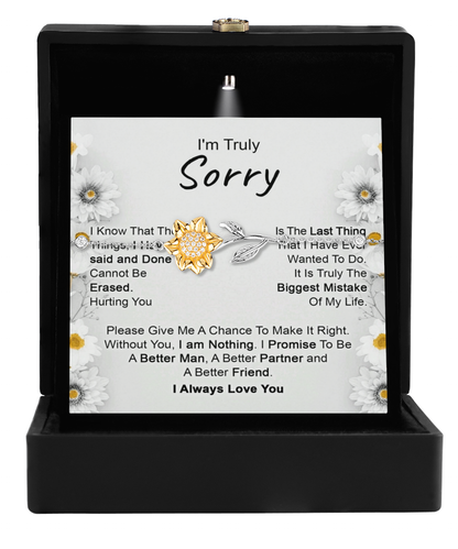 Apology Gift for Girlfriend, Wife, Soulmate - I’m Truly Sorry - Sunflower Jewelry