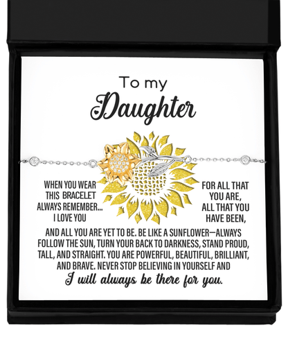 Daughter Never Stop Believing In Yourself Sunflower Pendant Necklace Birthday Graduation Holiday Gift