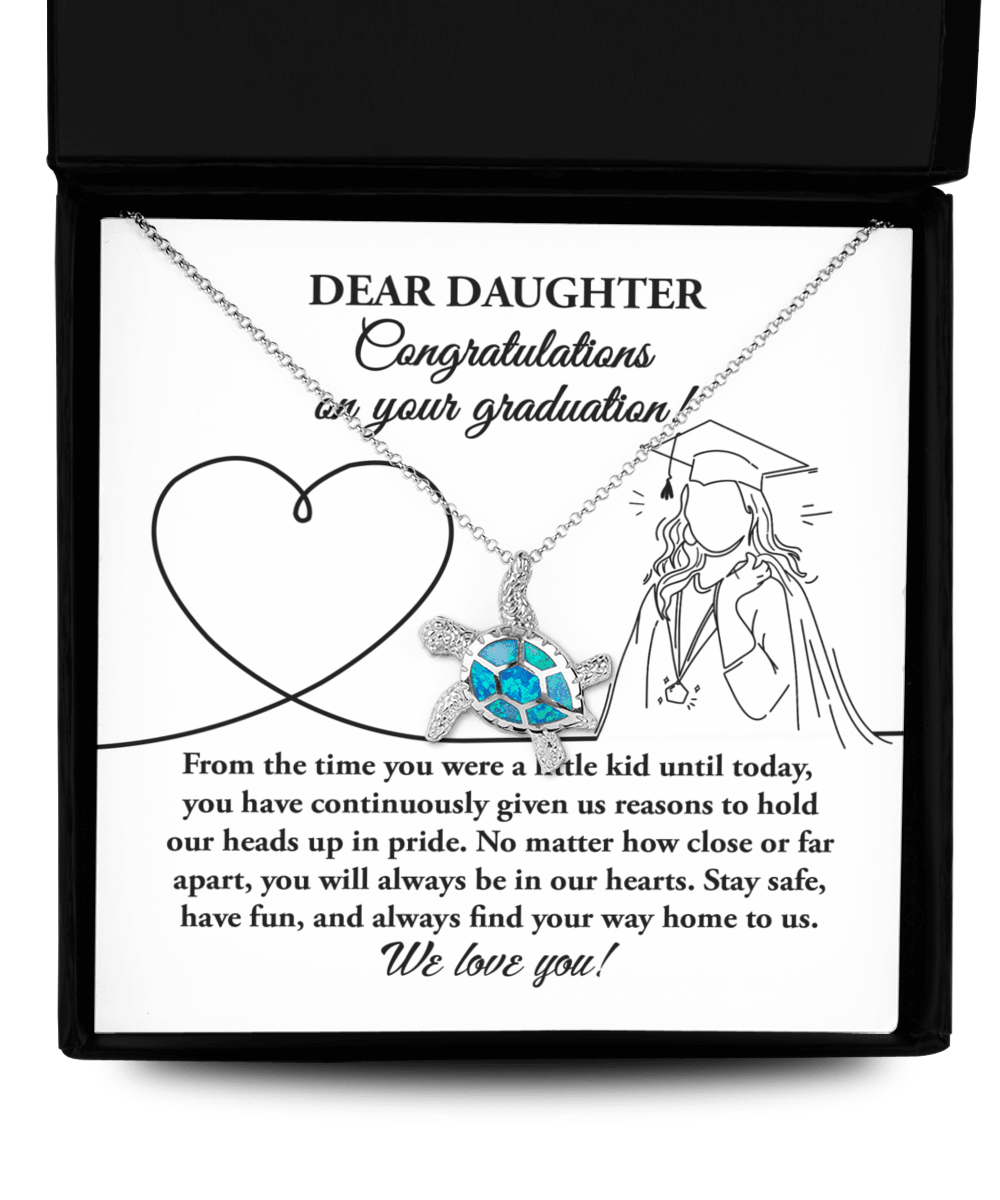 Daughter Graduation Gift Congratulations Stay Safe Have Fun Opal Turtle Pendant Necklace