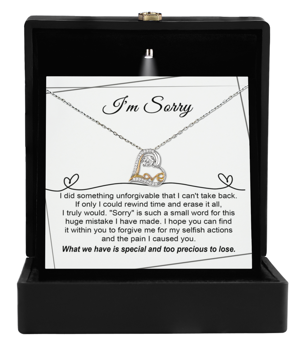 Apology Gift for Girlfriend, Wife, Soulmate - I'm Sorry, Forgive Me for the Pain I Caused You  - Love Heart Pendant Necklace