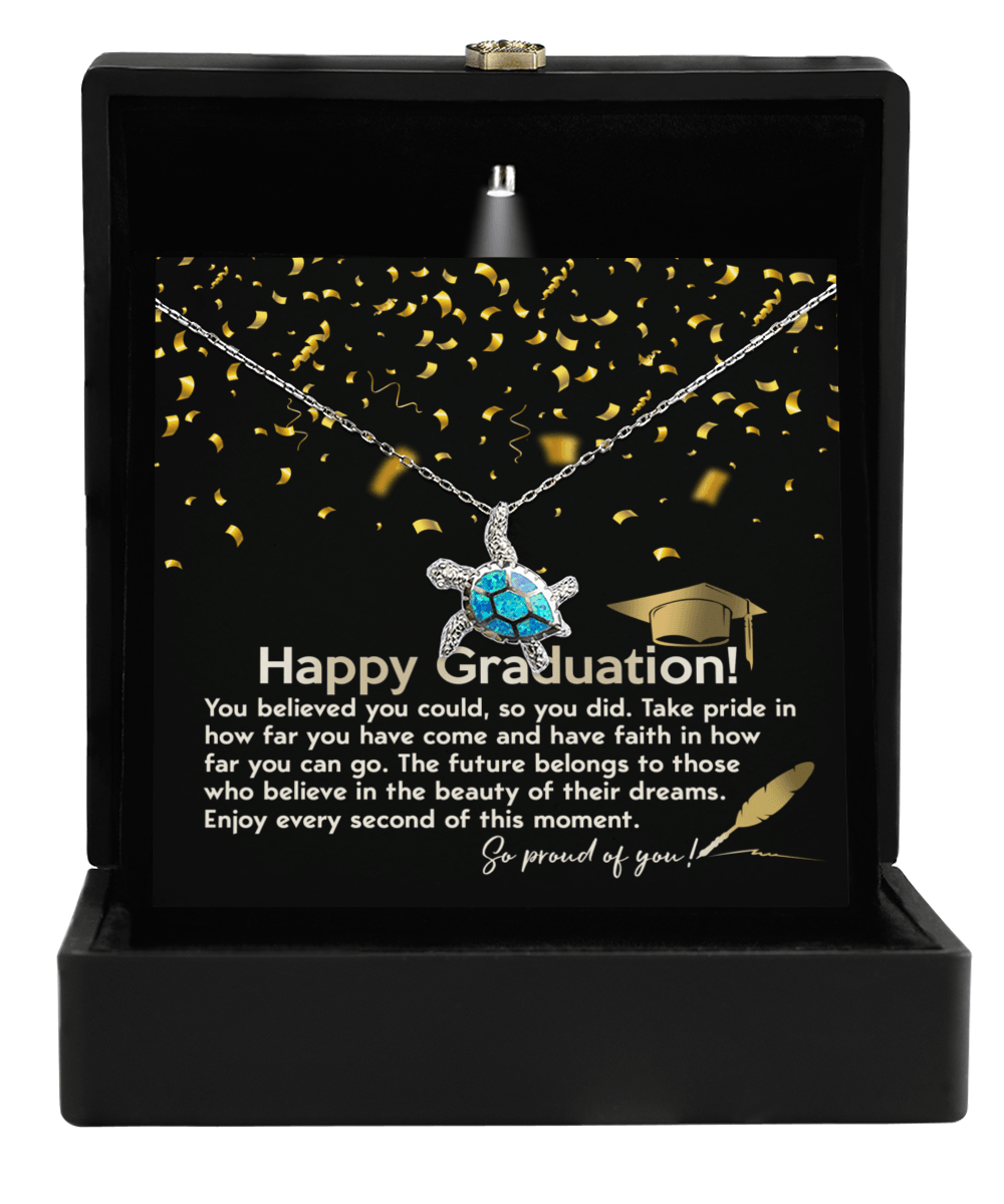 Graduation Gift For Her You Believed You Could So You Did Opal Sea Turtle Pendant Necklace