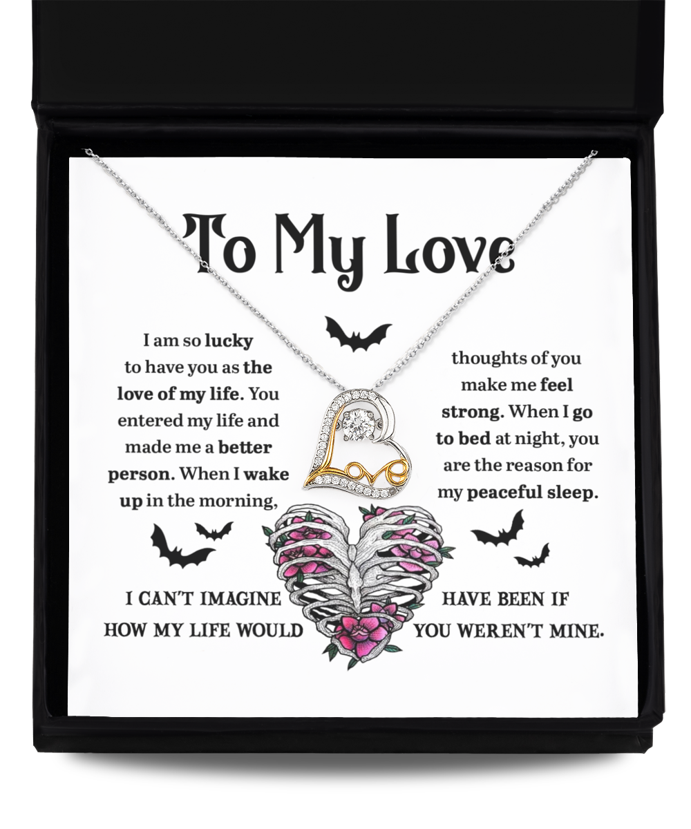 Soulmate, Wife, Girlfriend - Love of My Life Halloween Inspired Love Dancing Heart Necklace