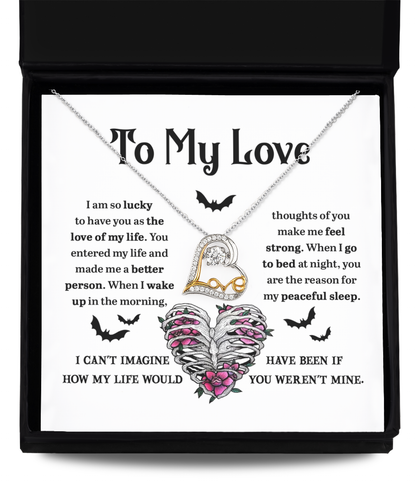 Soulmate, Wife, Girlfriend - Love of My Life Halloween Inspired Love Dancing Heart Necklace