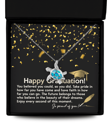 Graduation Gift For Her You Believed You Could So You Did Opal Sea Turtle Pendant Necklace