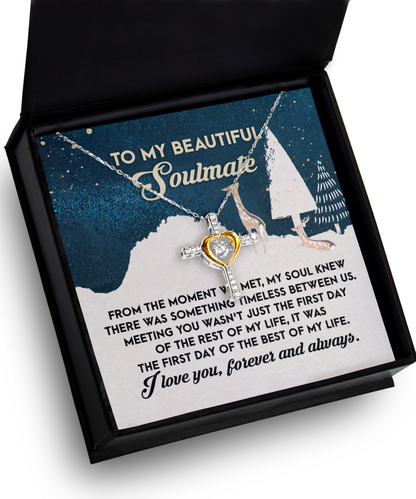 Soulmate, Wife, Girlfriend Romantic Gift - Best of my Life - Dancing Cross Pendant Necklace