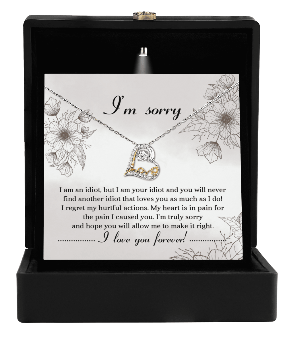 Apology Gift for Her - Sorry For The Pain I Caused You - Love Dancing Heart Pendant Necklace