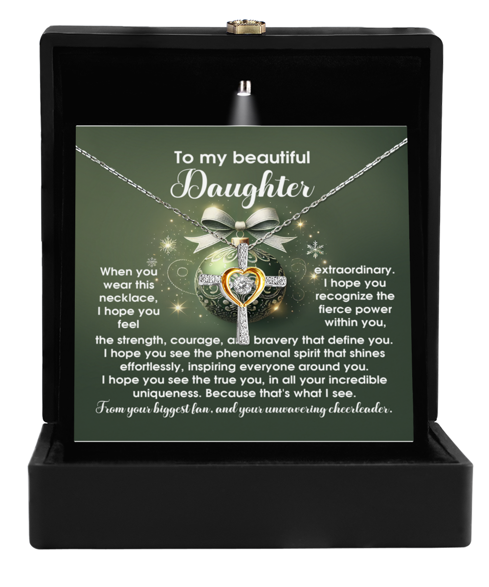 Daughter Heartfelt Gift- Incredible Uniqueness -Dancing Cross Pendant Necklace