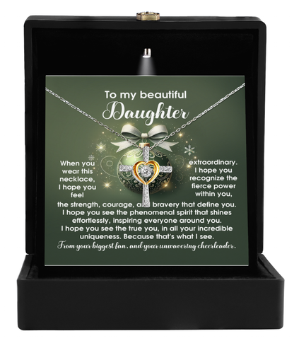 Daughter Heartfelt Gift- Incredible Uniqueness -Dancing Cross Pendant Necklace