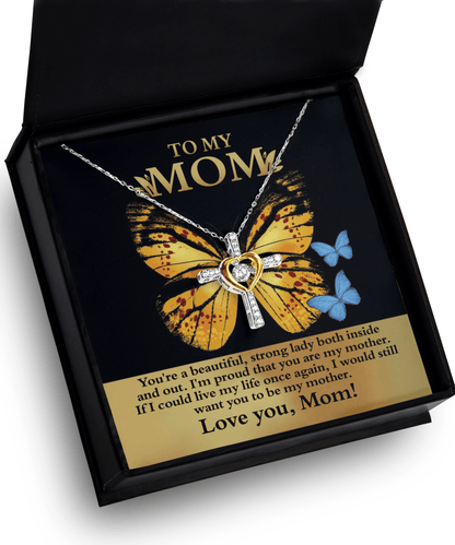 Gift for Mom You are a Strong Lady, I'm Proud of You Cross Pendant Necklace