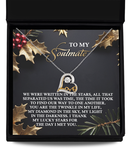 To My Soulmate - We Were Written In The Stars Romantic Christmas Anniversary Heart Pendant Necklace for Wife Girlfriend Jewelry