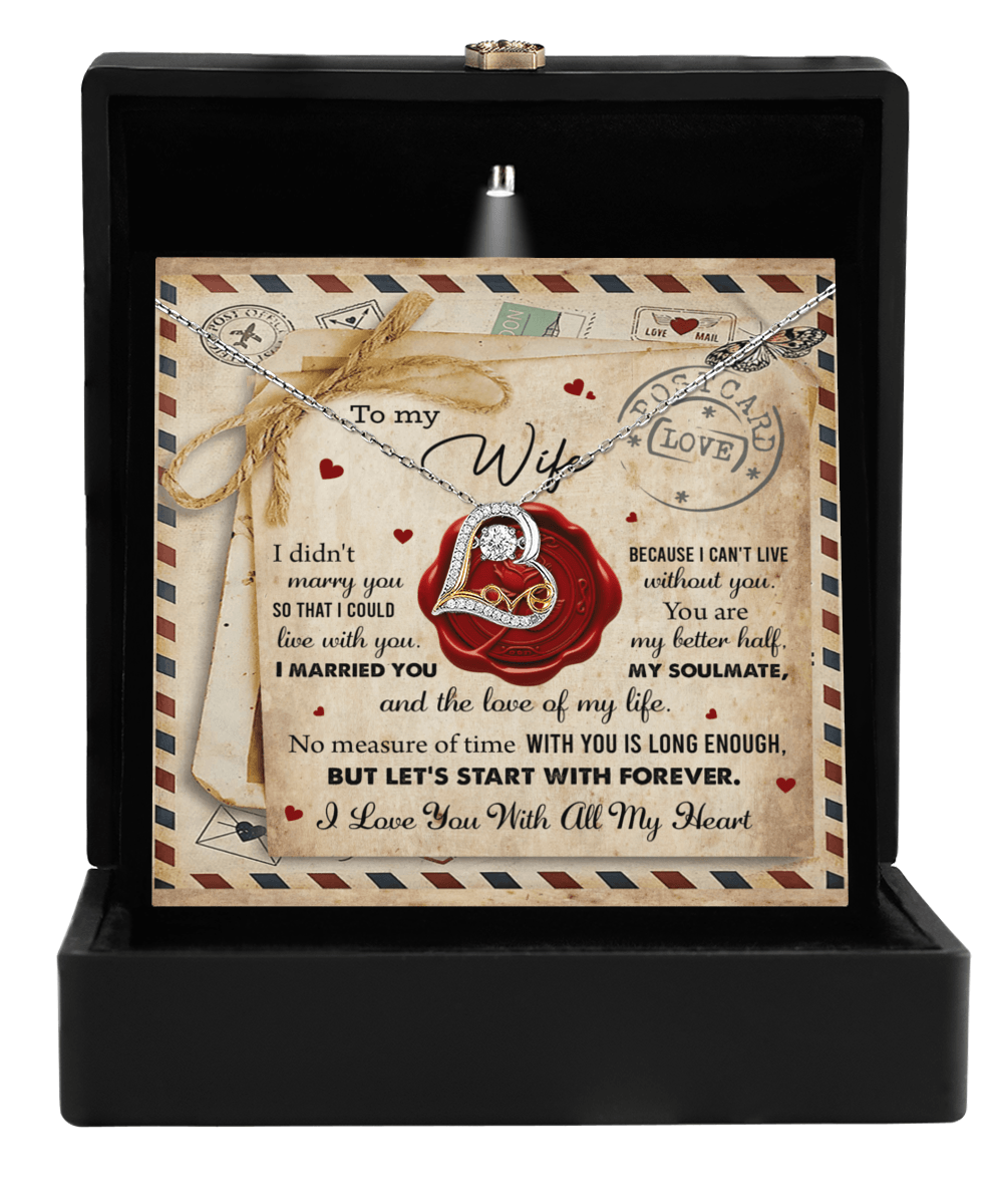 Wife Letter from Husband I Can't Live Without You Love Heart Necklace Anniversary Wedding Day Valentine Gift