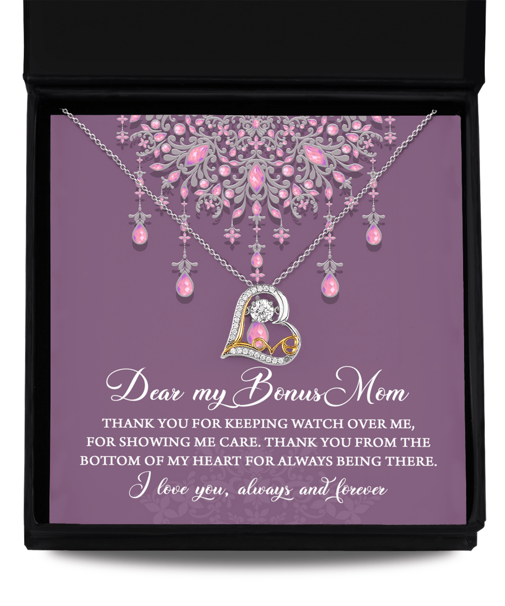 Dear Bonus Mom Thank You for Always Being There Heart Pendant Necklace