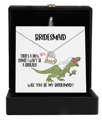 Bridesmaid Wedding Party Proposal Invitation Love Heart Necklace Gift from Bridezilla, Bridesmaid Gifts