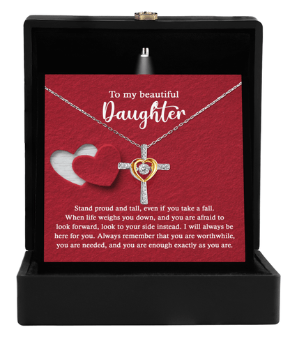 Daughter Inspirational Cross Pendant Necklace Birthday Graduation Wedding Holiday Gift