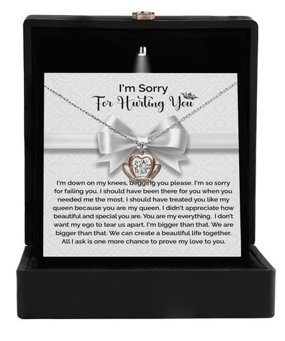 Apology Gift for Girlfriend, Wife, Soulmate - Sorry, My Queen - Crown Pendant Necklace