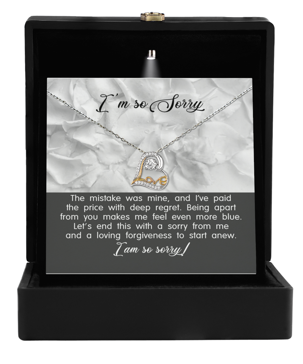 Apology Gift for Girlfriend, Wife, Soulmate - Sorry, With Deep Regret - Love Dancing Heart Pendant Necklace