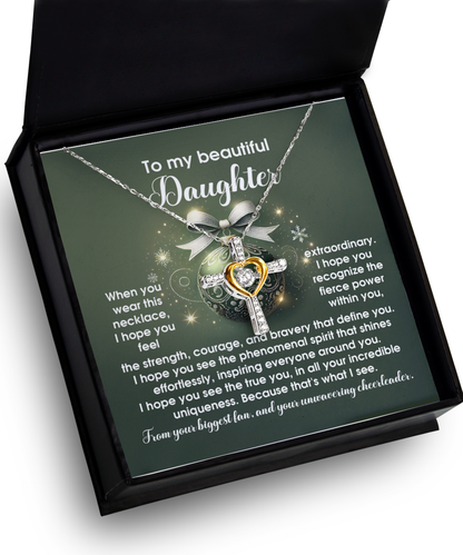 Daughter Heartfelt Gift- Incredible Uniqueness -Dancing Cross Pendant Necklace