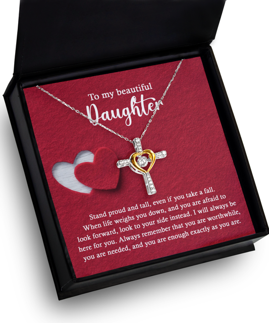 Daughter Inspirational Cross Pendant Necklace Birthday Graduation Wedding Holiday Gift