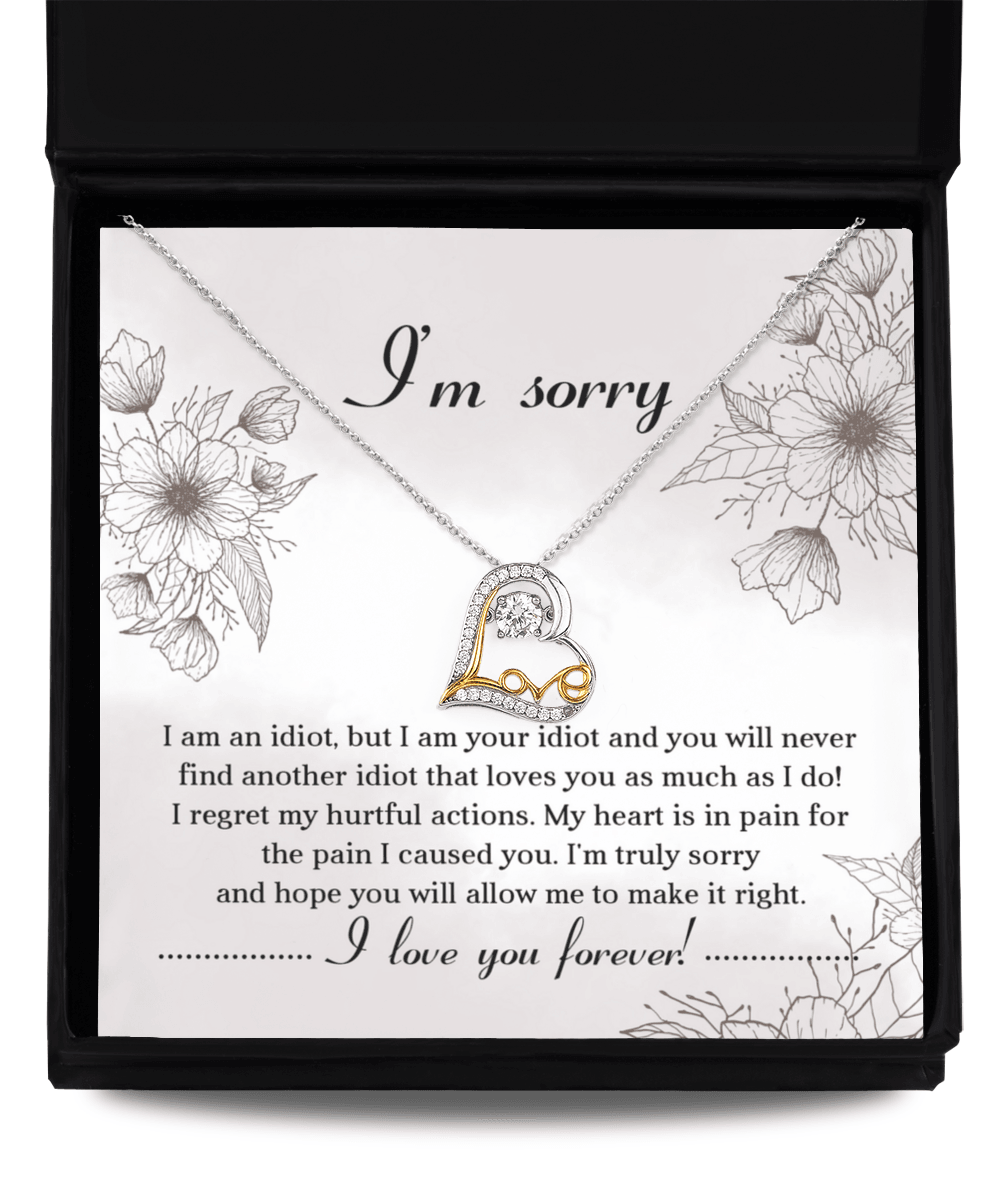 Apology Gift for Her - Sorry For The Pain I Caused You - Love Dancing Heart Pendant Necklace